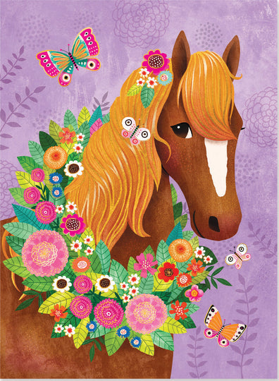 Peaceable Kingdom Horse & Butterfly Foil Birthday Card 5x7in