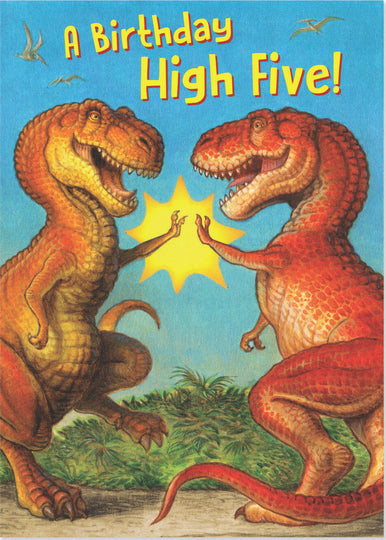 Peaceable Kingdom Dinosaurs High Five Birthday Card
