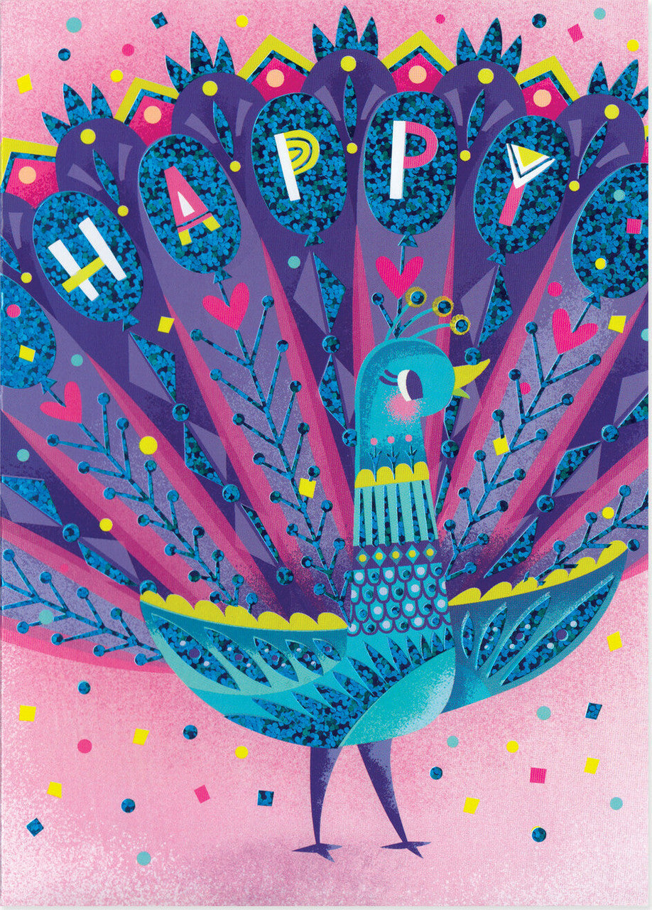 FOIL: BLUE PEACOCK CARD