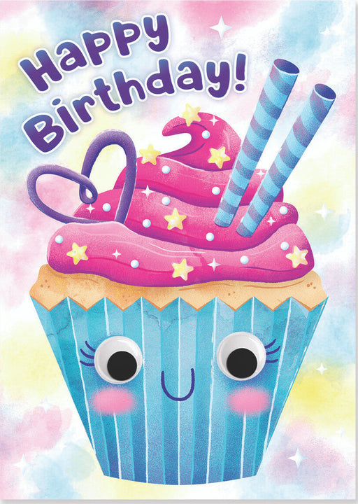 MindWare Googly Eyes Cupcake Birthday Greeting Card Fun Whimsical Design