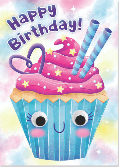 MindWare Googly Eyes Cupcake Birthday Greeting Card Fun Whimsical Design