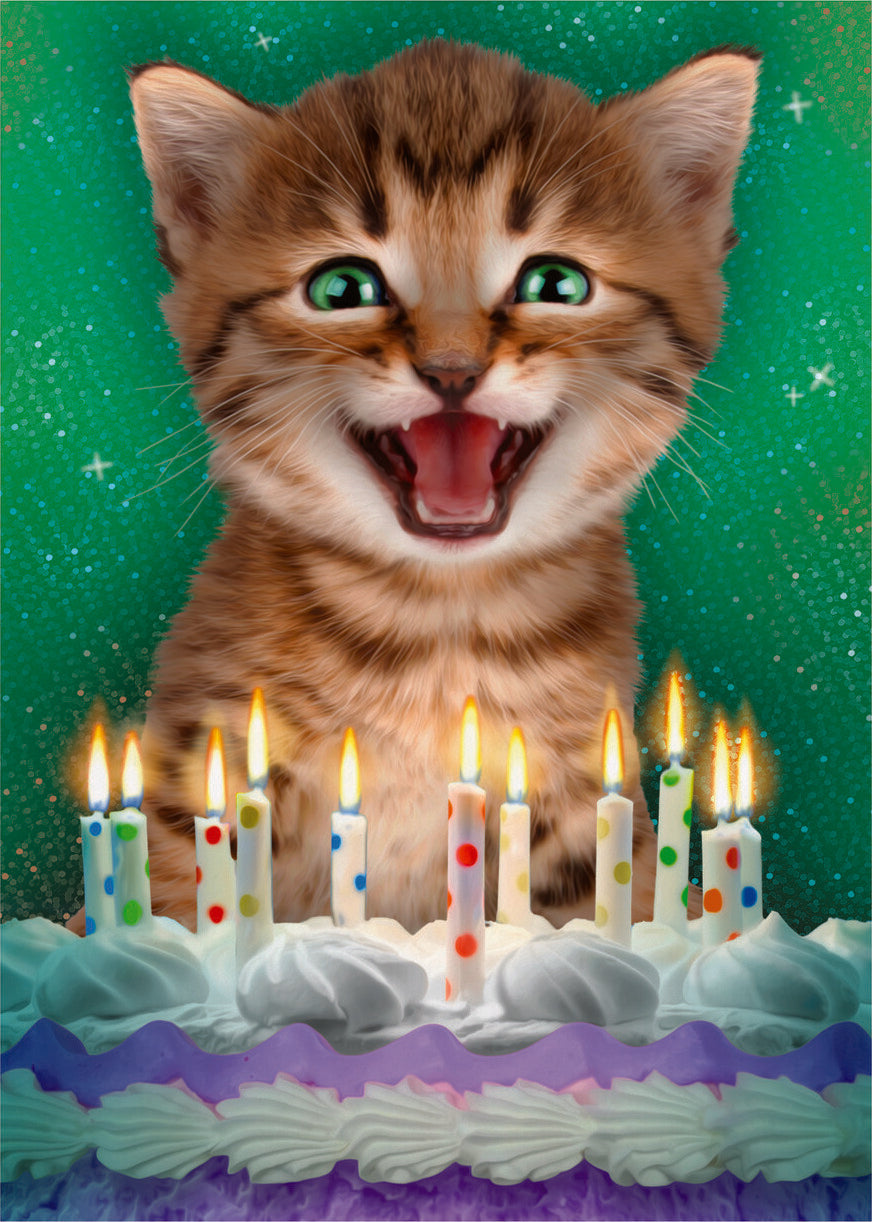 Peaceable Kingdom Realistic Cat Birthday Card 5 x 7 in