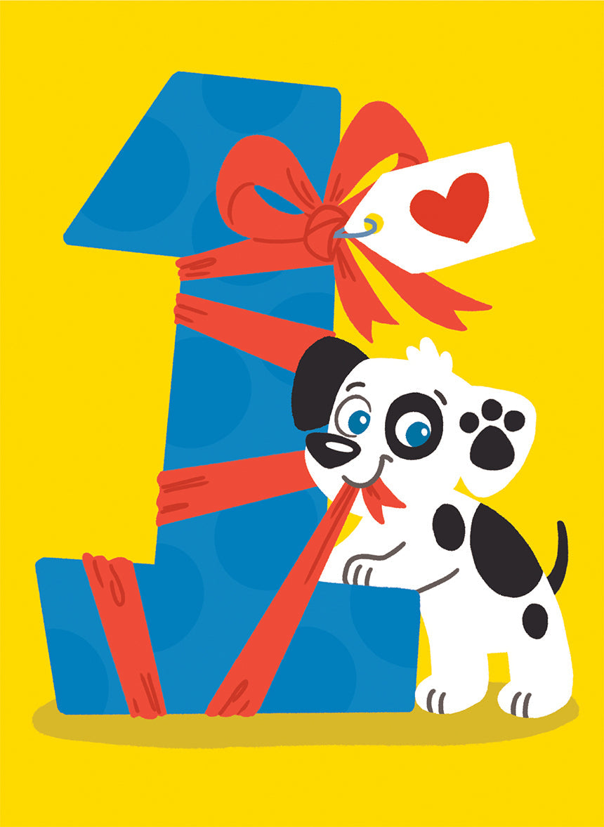 Age 1 Puppy Foil Birthday Card