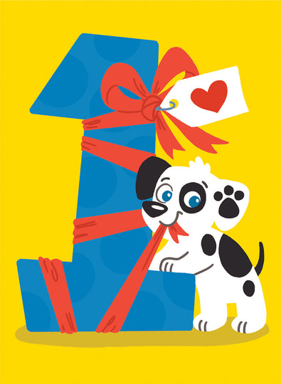 Age 1 Puppy Foil Birthday Card