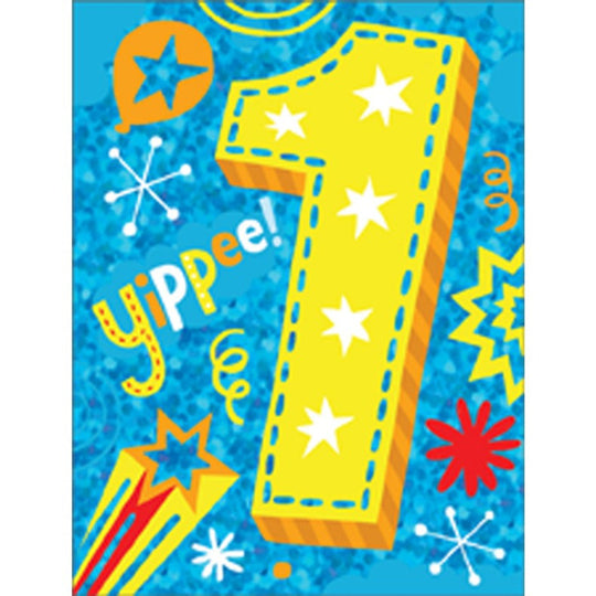 CARD SMALL: ENCLOSURE CARD 1 YEAR OLD YIPPEE!