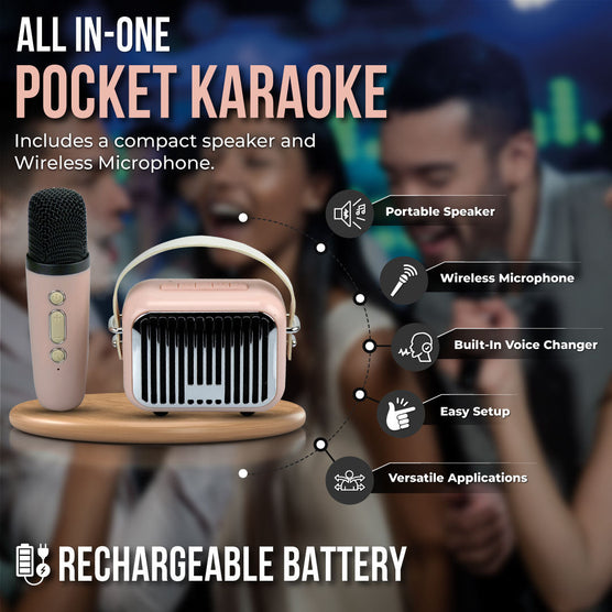 Pocket Karaoke-Microphone & Speaker Combo: Teal