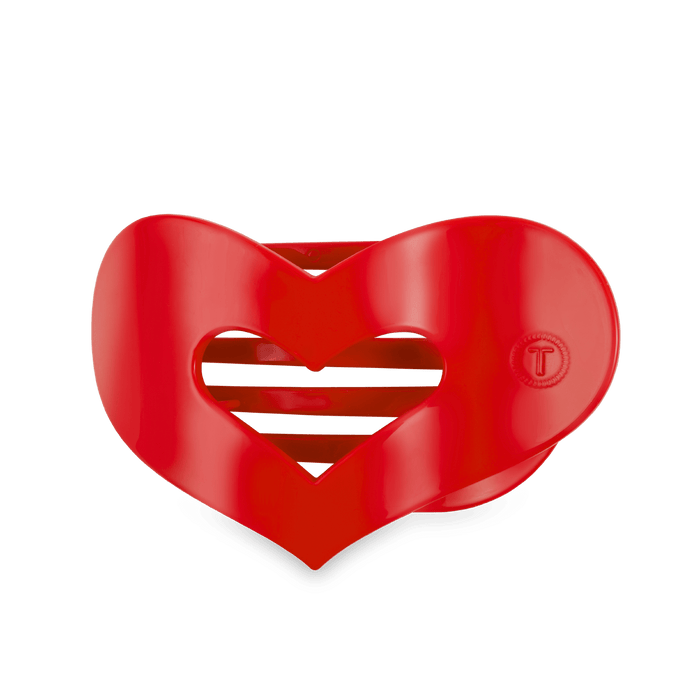 TELETIES Red Heart Medium Flat Hair Clip