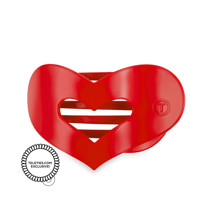 TELETIES Red Heart Medium Flat Hair Clip