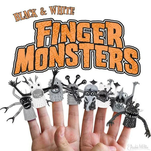 Black and White Monster Finger Puppets