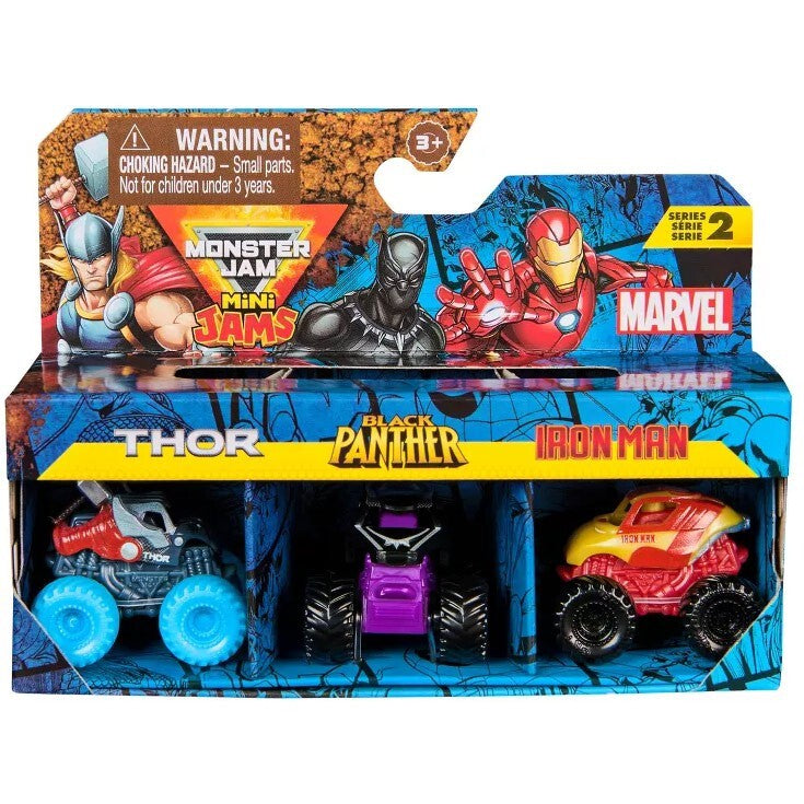 Monster Jam Marvel Mini Monster Truck 3-Pack Die-Cast Collectible Vehicles