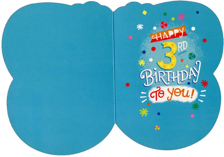 Yippee Youre Three Die Cut Foil Paper House Age 3 3rd Birthday Card