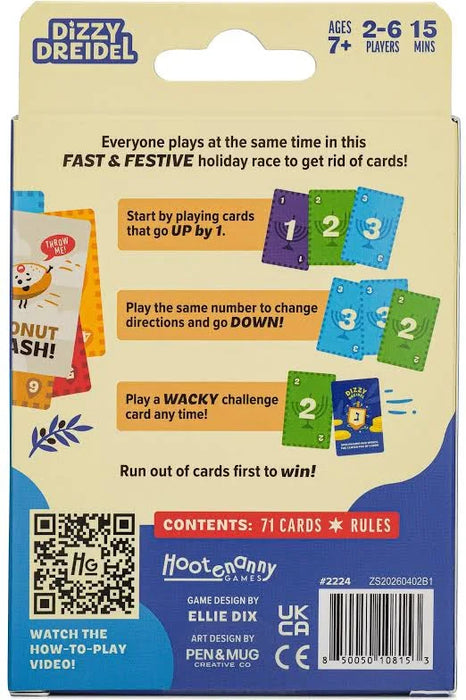 Hootenanny Games Dizzy Dreidel Hanukkah Card Game