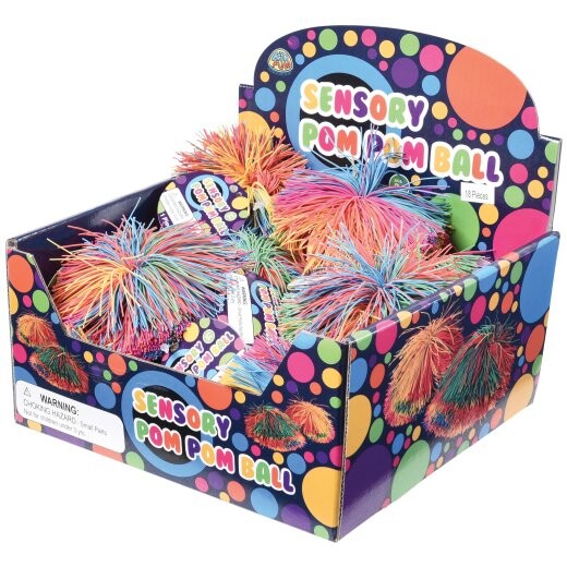Sensory Pom Pom Ball 4-Inch Rubber Toy 18-Piece Set
