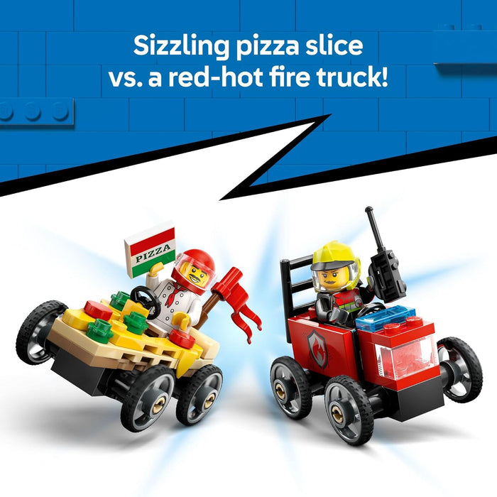 Pizza Vs Fire Truck Race