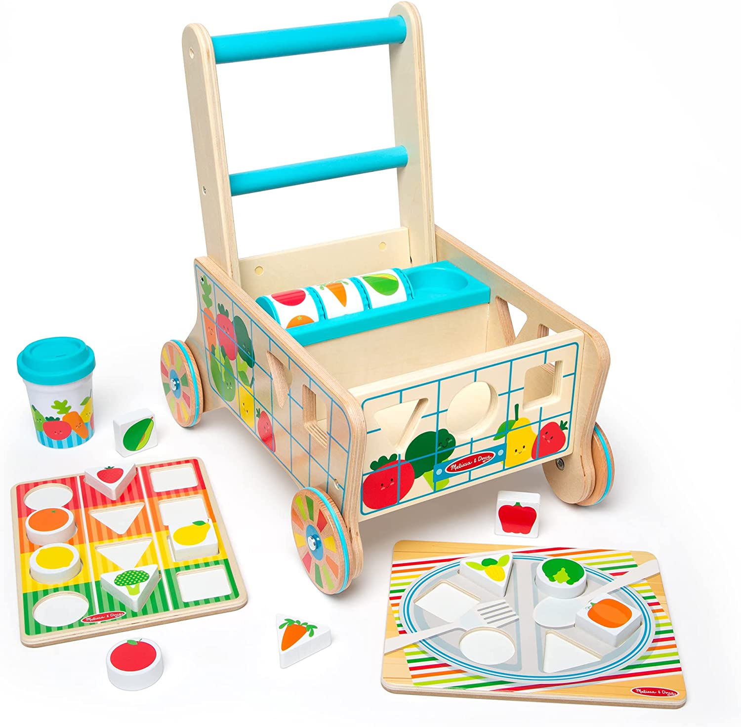Wooden Shape Sorting Grocery Cart