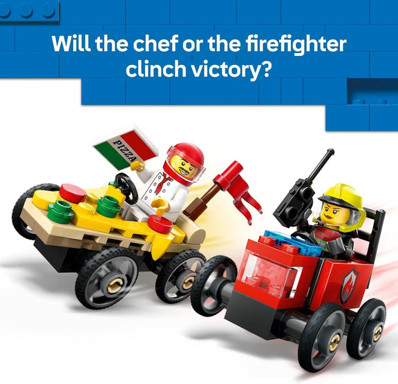 Pizza Vs Fire Truck Race