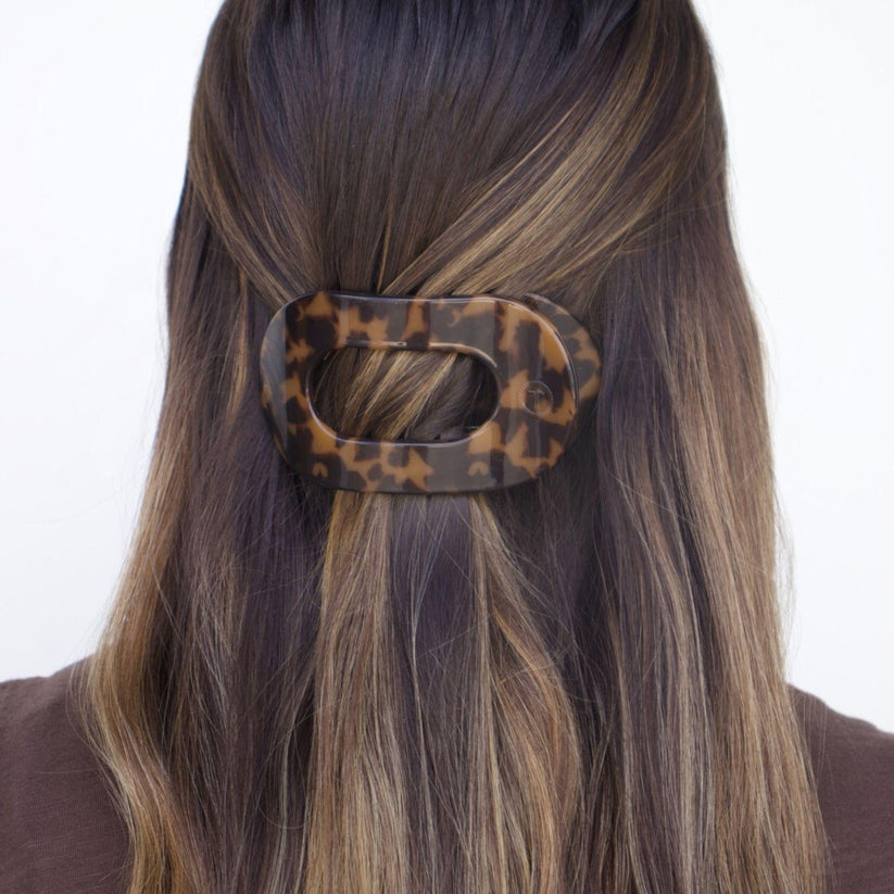 Tortoise Small Flat Round Hair Clip