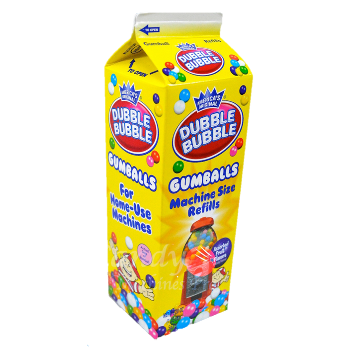 Dubble Bubble Assorted Fruit Flavor Gumballs Refill Carton