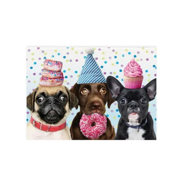 Dogs and Donuts Glitter Birthday Greeting Card