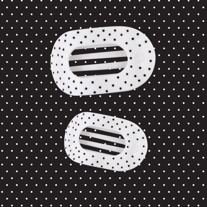 TELETIES White Polka Dot Party Medium Flat Round Hair Clip