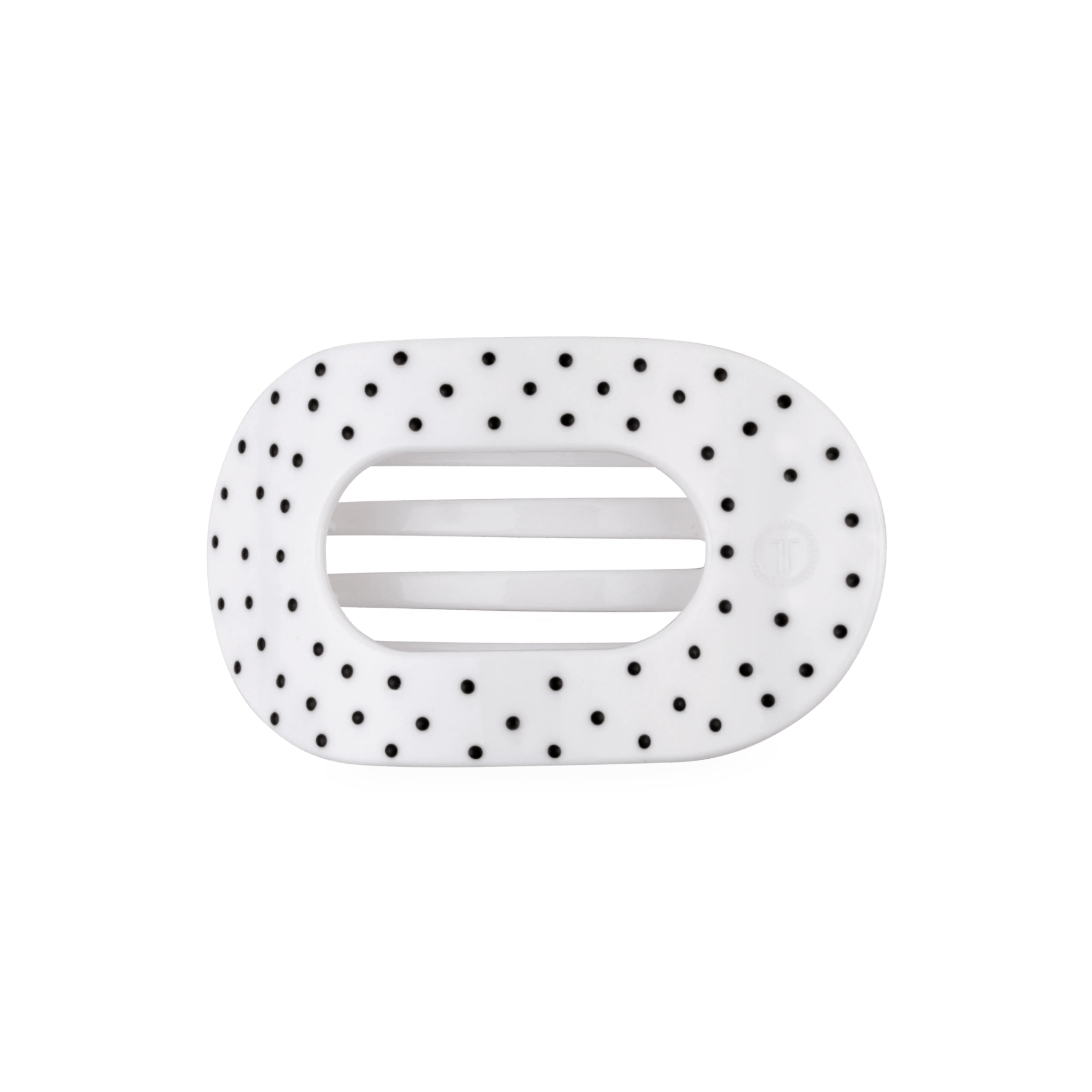 TELETIES White Polka Dot Party Medium Flat Round Hair Clip