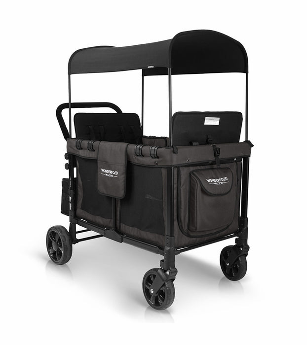 WonderFold W4 Original Quad (4 Seater) Stroller Wagon - Black