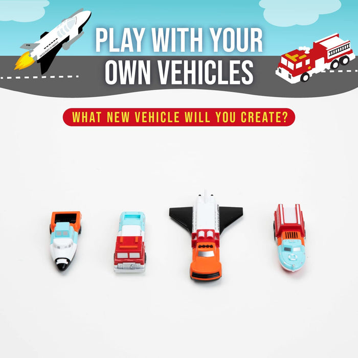 Micro Mix or Match Vehicles Set 1: Airplane, Boat, Fire Truck, and More