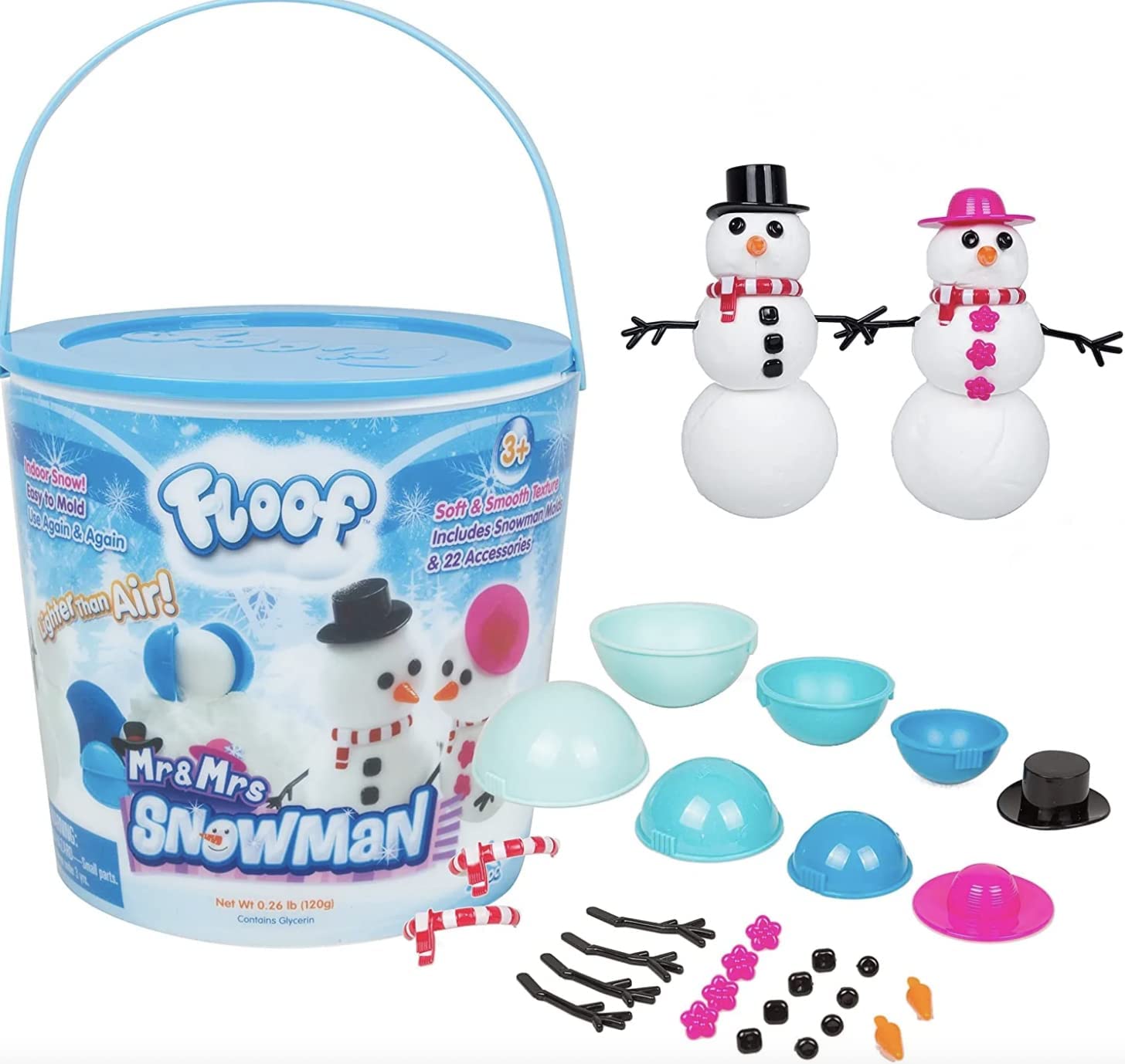 Floof Modeling Clay - Reuseable Indoor Snow - Mr. & Mrs Snowman Set