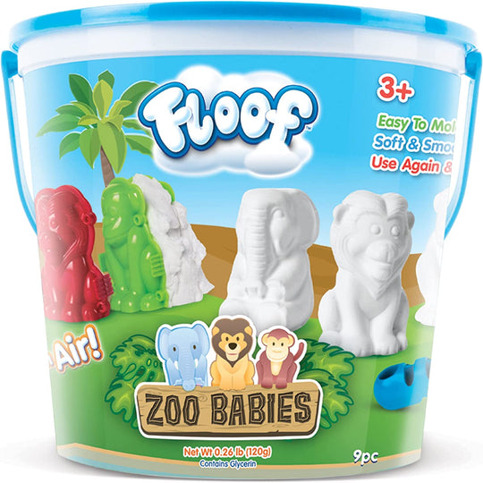 Floof Modeling Clay - Reuseable Indoor Snow - Zoo Babies Set