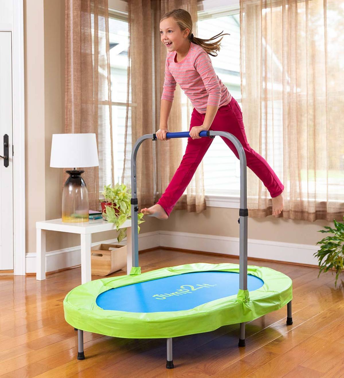 Jump2It Indoor Trampoline with Adjustable and Folding Handle