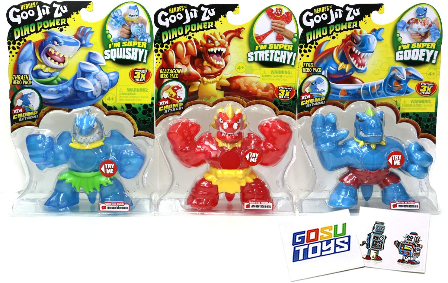 3 Pack Dino Power Goo Jit Zu Heros