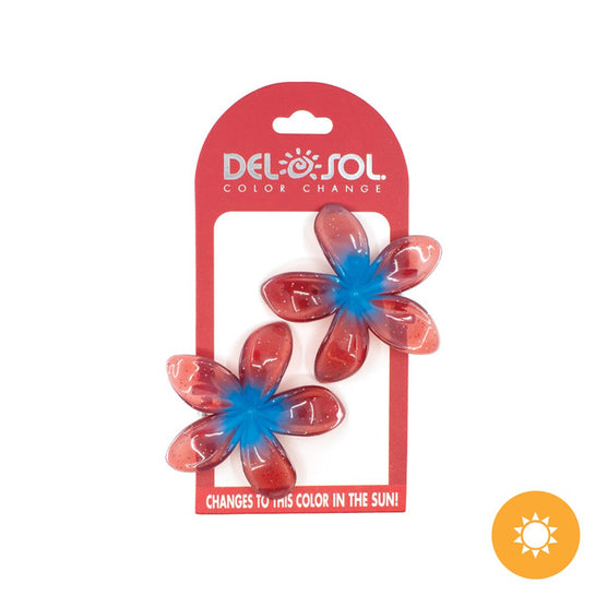 Plumeria Hair Clip UV Blue Red