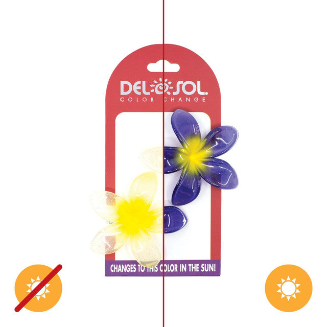 Plumeria Hair Clip UV Yellow Purple