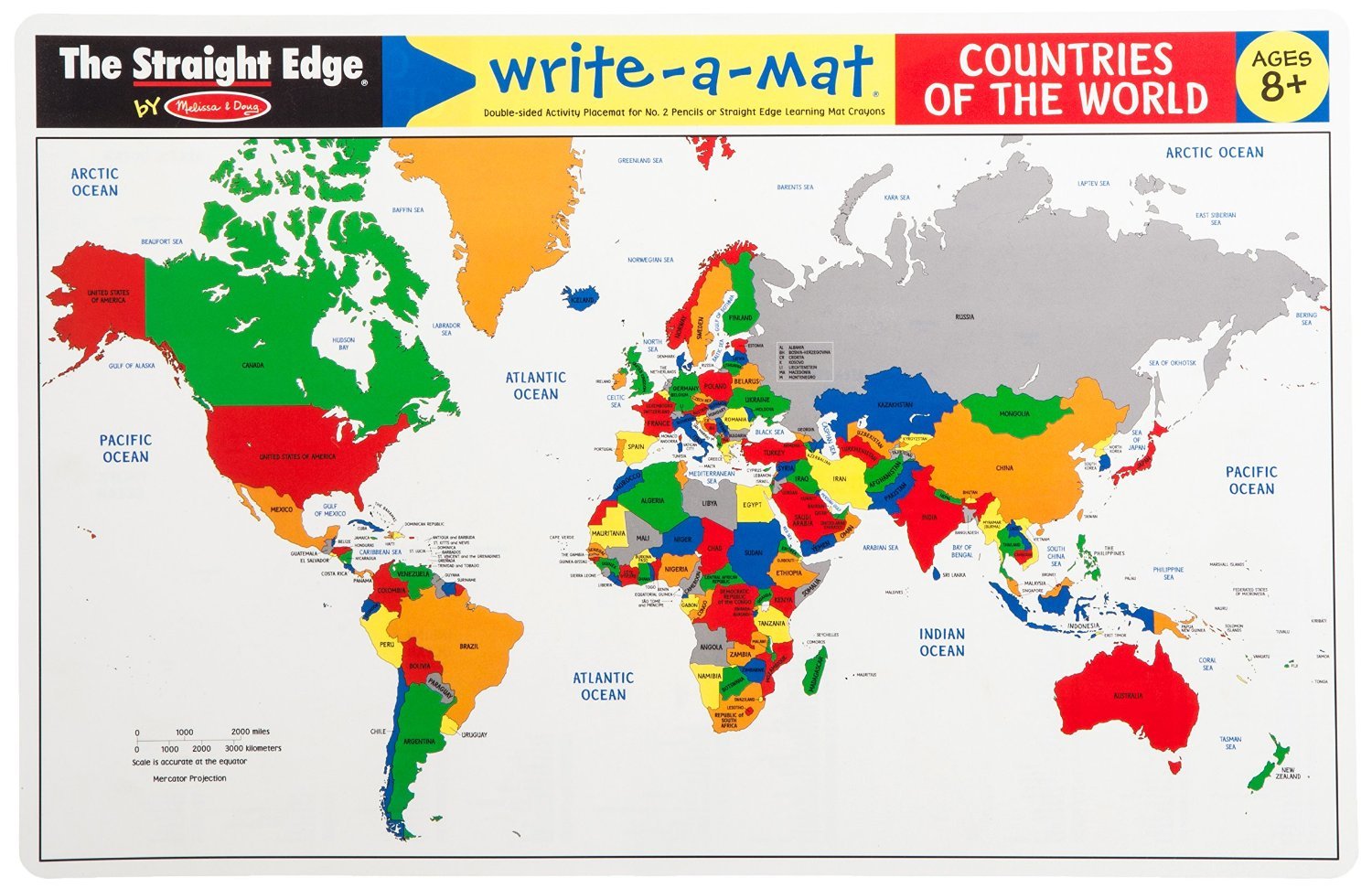 World Map Write-A-Mat Learning Placemat