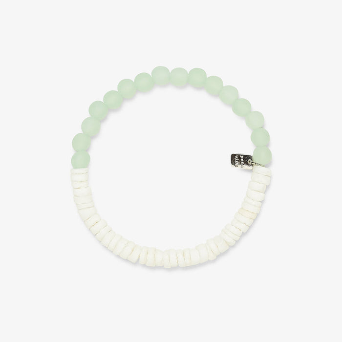 Puka Shell and Frosted Bead Stretch Bracelet PuraVida